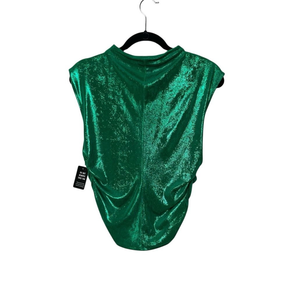 Express Metalic Green Ruched Sleeveless Top Size M NWT